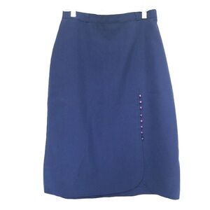 𝅺VINTAGE Niki blue High waisted pencil skirt button slit sz S/M